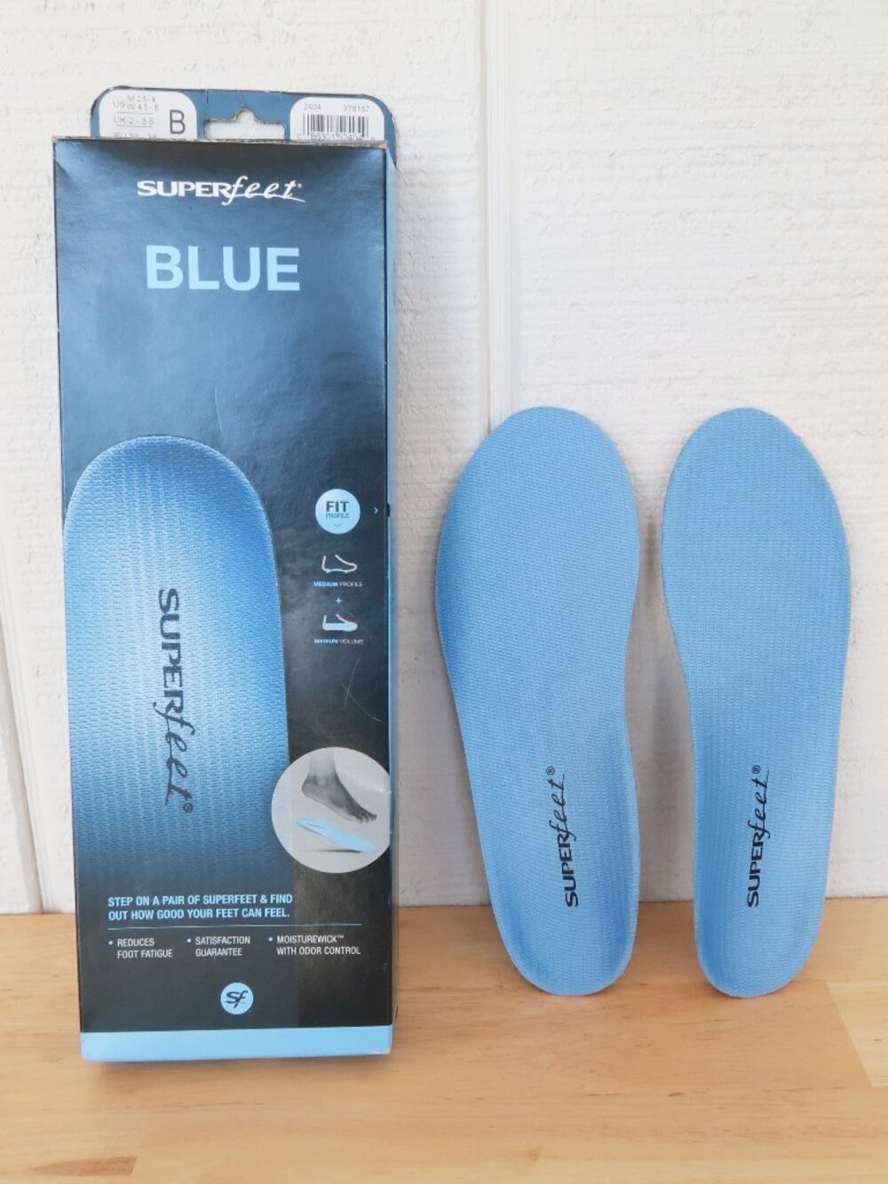Superfeet All-Purpose Medium Support Blue Insoles | Size B